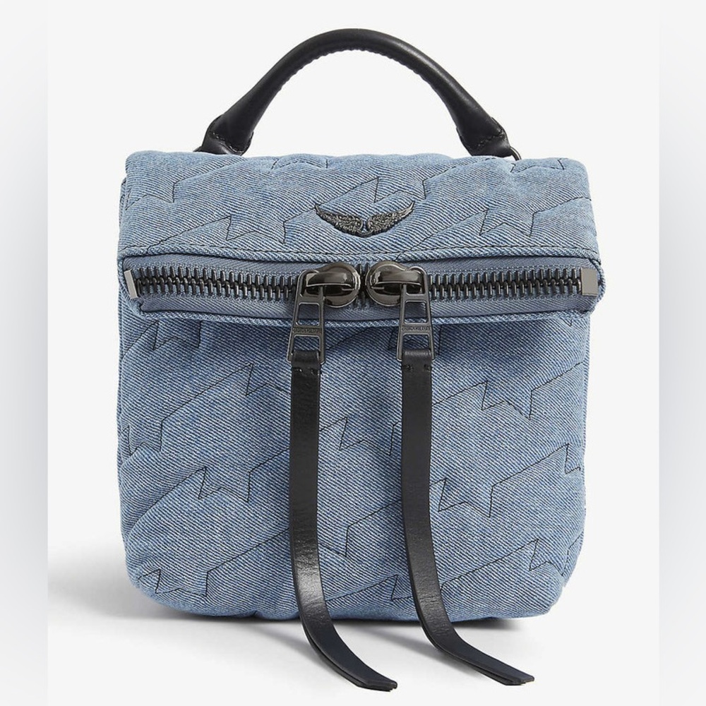 NWOT Zadig & Voltaire Romy quilted denim mini backpack